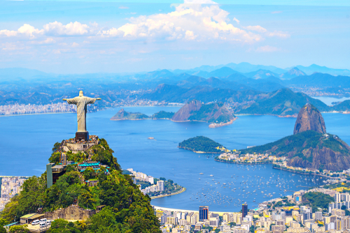 Christ the Redeemer overlooking Rio de Janeiro harbor.