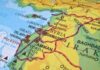 Closeup map of Middle East region