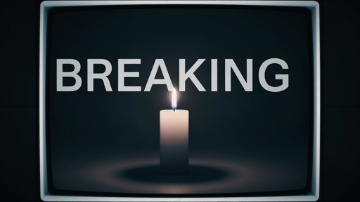A candle illuminated against a dark background with the word 'BREAKING' displayed above it