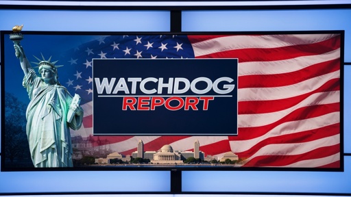 Graphic featuring the Statue of Liberty and an American flag with the text 'WATCHDOG REPORT'