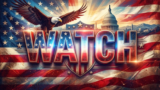 Patriotic graphic featuring an eagle, the Capitol building, and the word 'WATCH'